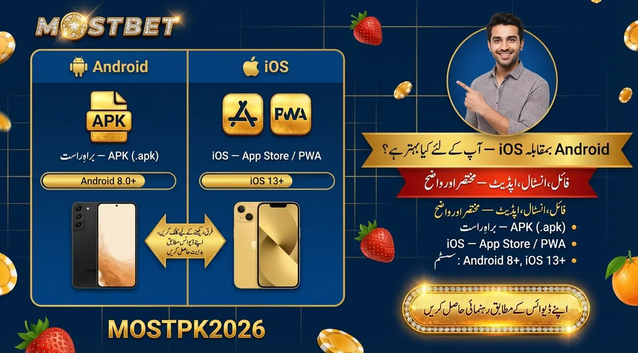 Android اور iOS ایپ میں فرق — Mostbet موبائل ایپ